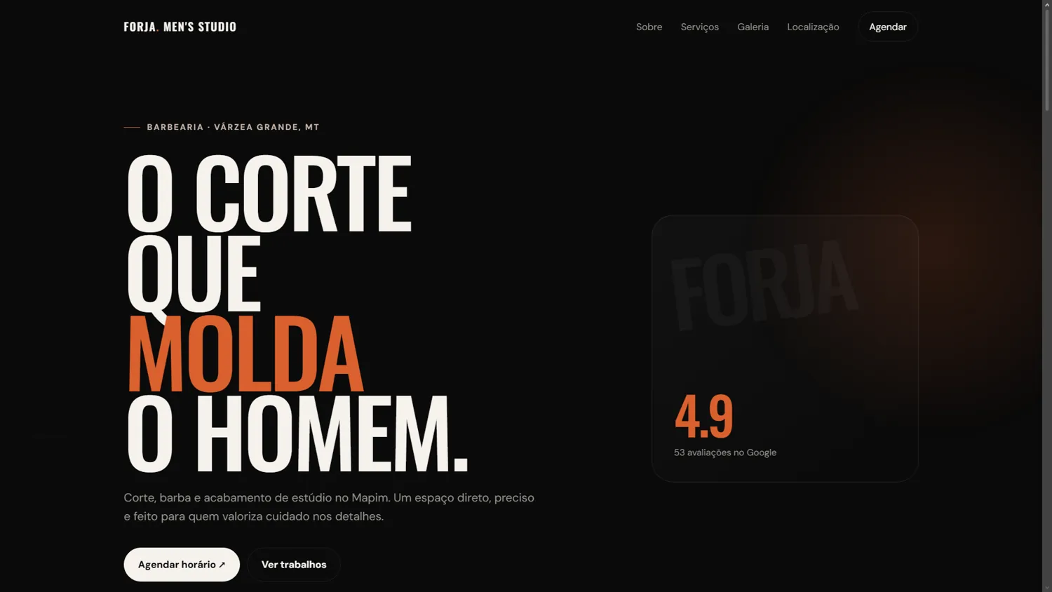 Projeto de site para Forja Men's Studio