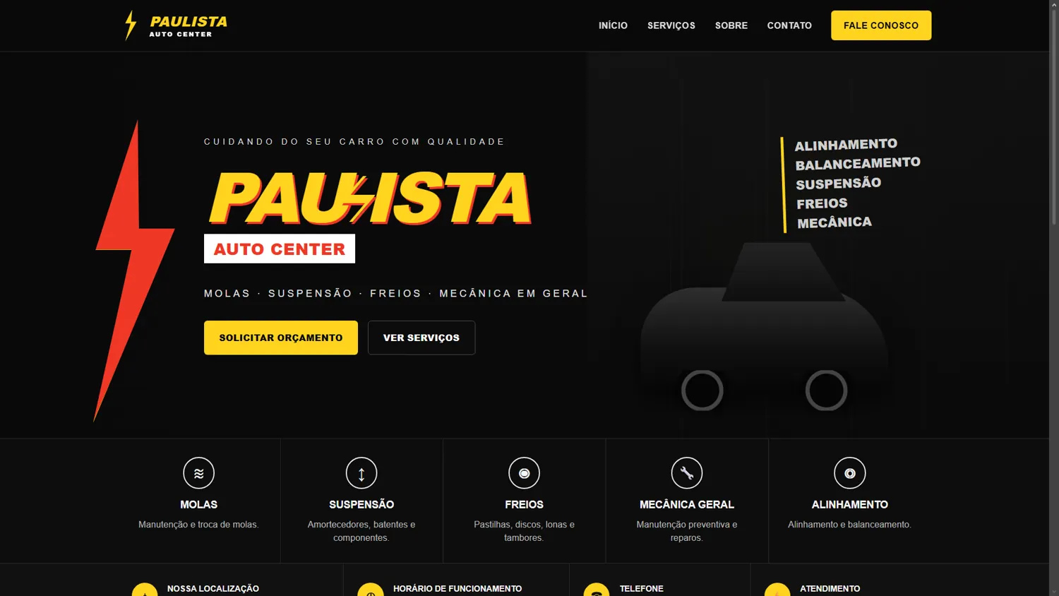 Projeto de site para Paulista Auto Center